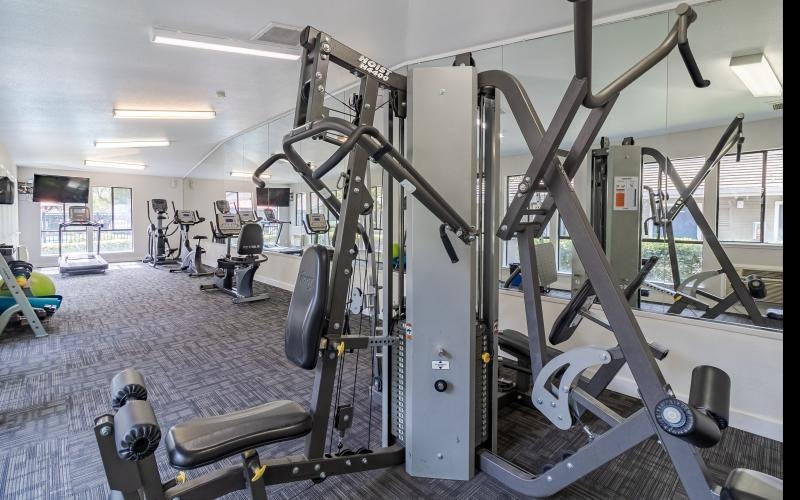 a gym with exercise equipment