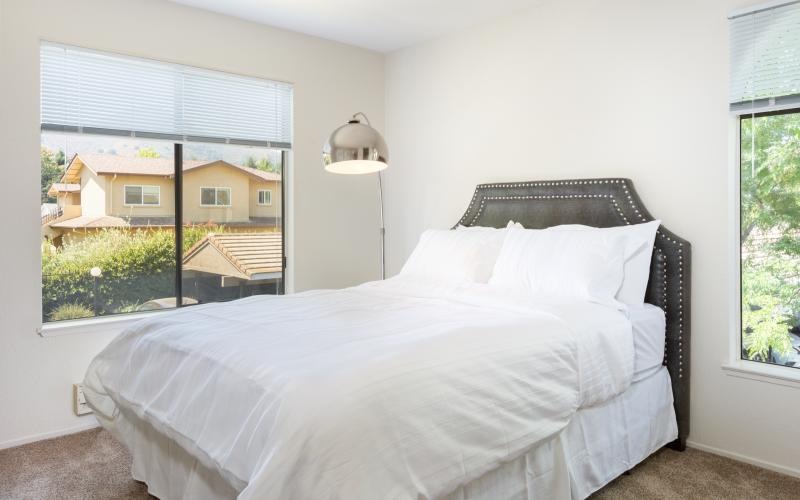 a bed in a room